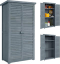 Armadio Outsunny da Giardino in di Abete Casetta Attrezzi Giardino Porte a Persiana Tetto Inclinato Asfalto 3 Ripiani Capanno Porta Attrezzi Bloccabile 87 x 46.5 x 160cm Legno Grigio