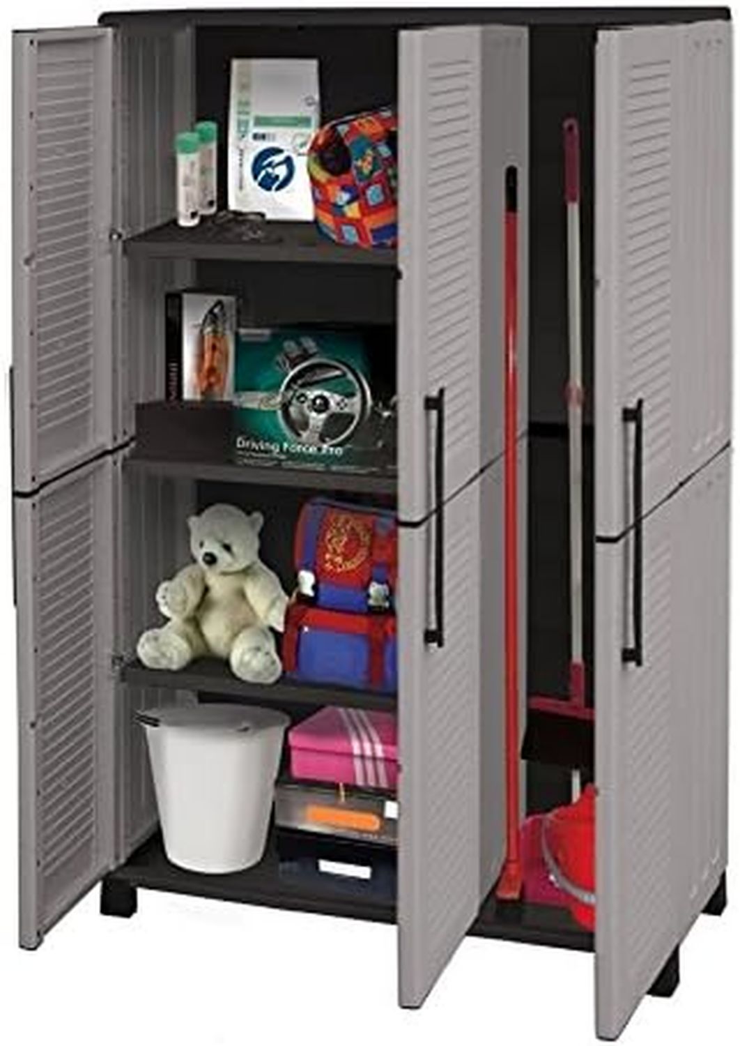 Mobile HOMCOM Mobiletto 2 Cassetti e 2 Ante Opaco Apertura a Pressione con 2 Cassetti e 2 Ante 79 x 36 x 74cm Nero per Casa e Ufficio