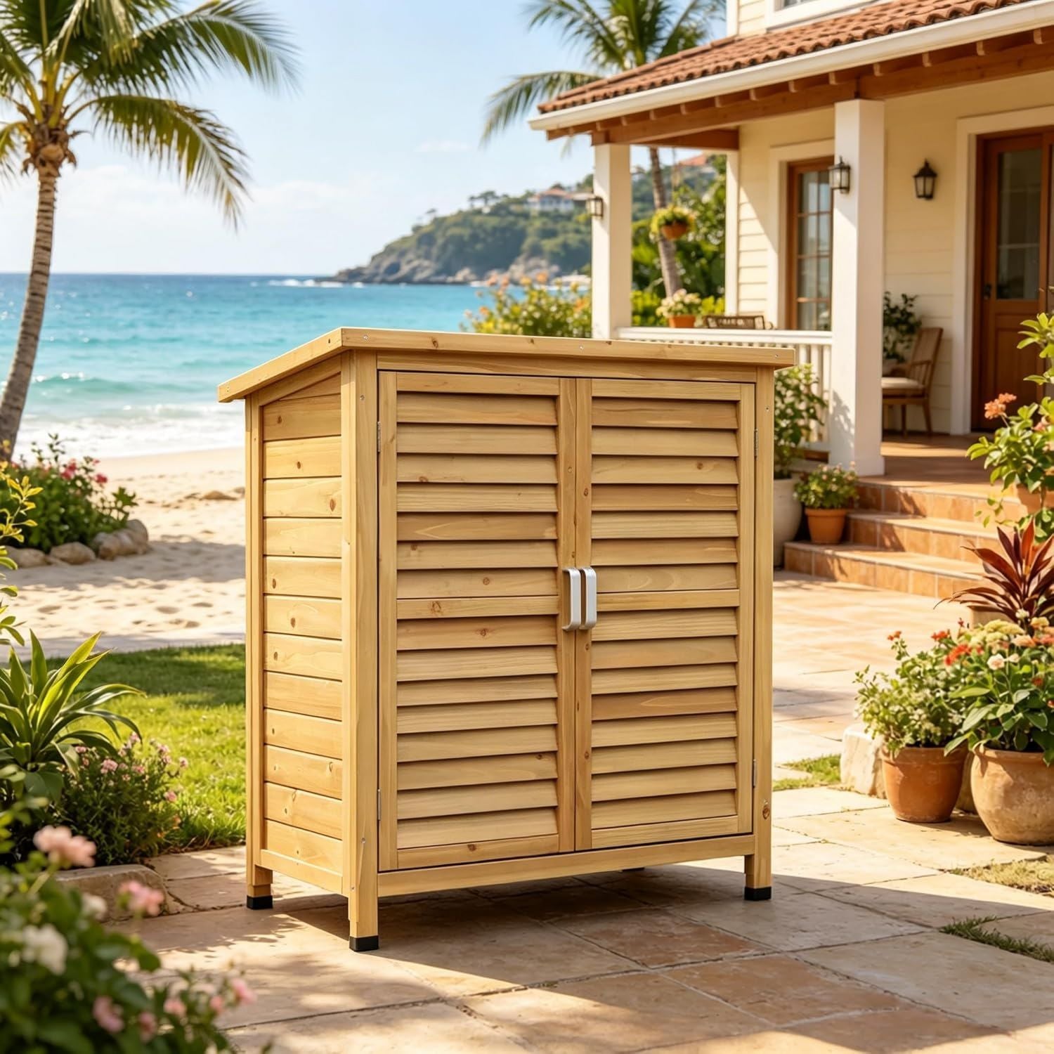 Armadietto da Giardino in Porta Attrezzi Esterno Giallo cm 87 x 46.5 x 96.5 Legno