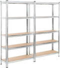Scaffalatura in metallo composta da un Set di 2 scaffali componibili 40x80x180cm cadauno in acciaio color metallo
