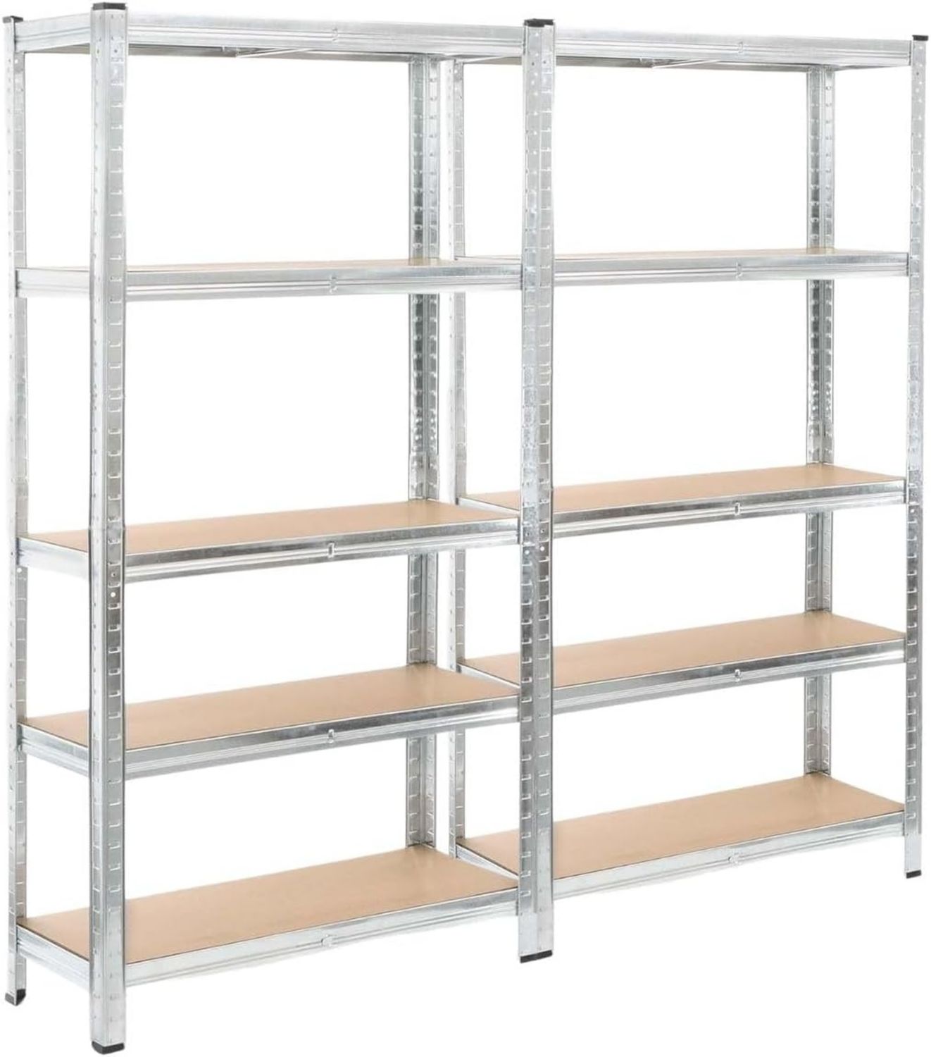 Scaffalatura in metallo composta da un Set di 2 scaffali componibili 40x80x180cm cadauno in acciaio color metallo